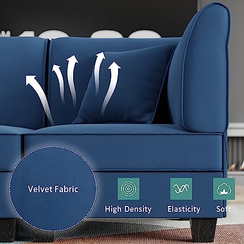 Shintenchi Reversible Modular Sectional Sofa Set, Convertible Oversized U Shaped Sofa Couch with Ottomans, Velvet Sleeper Couch with Chaise L Shaped Couches for Living Room Navy Blue