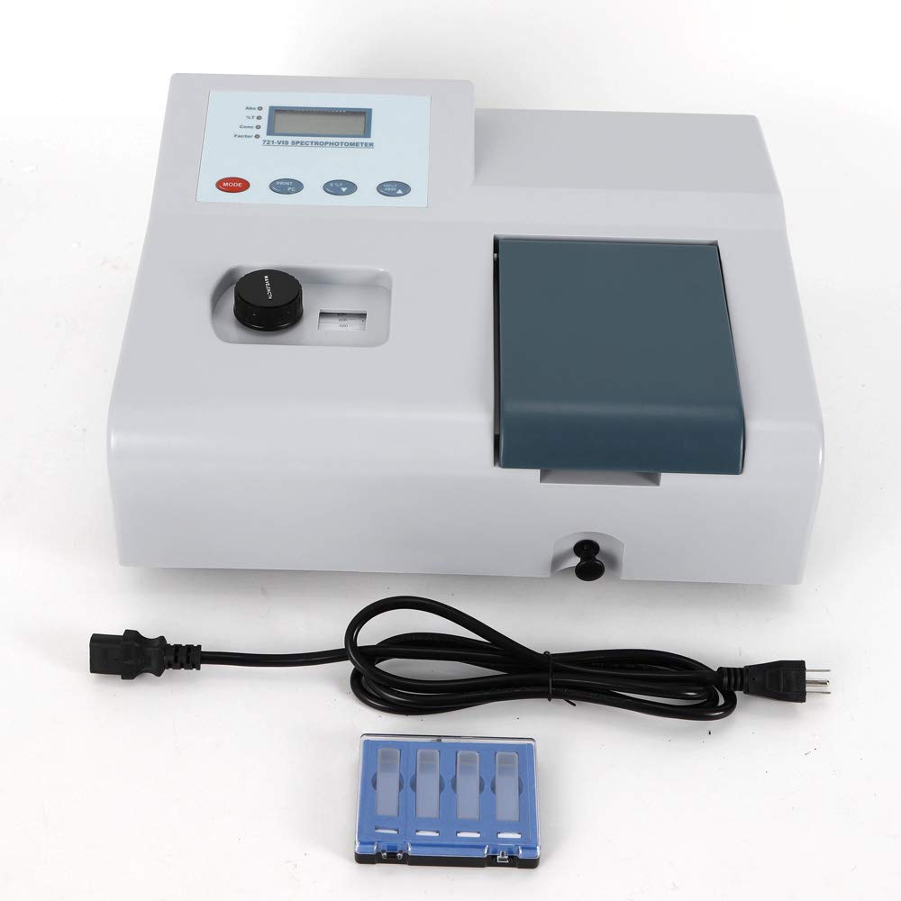 PIAOCAIYIN 721 Visible Spectrophotometer, 110V Lab Spectrometer Digital LCD Display 350-1020nm, Tungsten Lamp Laboratory Equipment, Low Noise, Automatic Zero