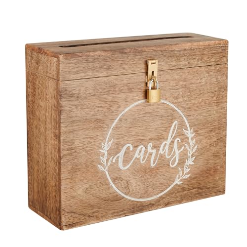 Eximious India Wedding Card Box with Card Slit and Lock 12"X10"X4.5"- Gift Wishing Well Card Box for Weddings, Receptions, Birthdays, Graduations, Baby Showers, Honeymoon Funds WBKH (Burnt)