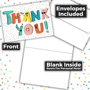 Doodle Me Happy Kids Thank You Cards - 25 Cards With Envelopes - Cute, Fun, Easy Gender Neutral Thank You Notes For Boys and Girls