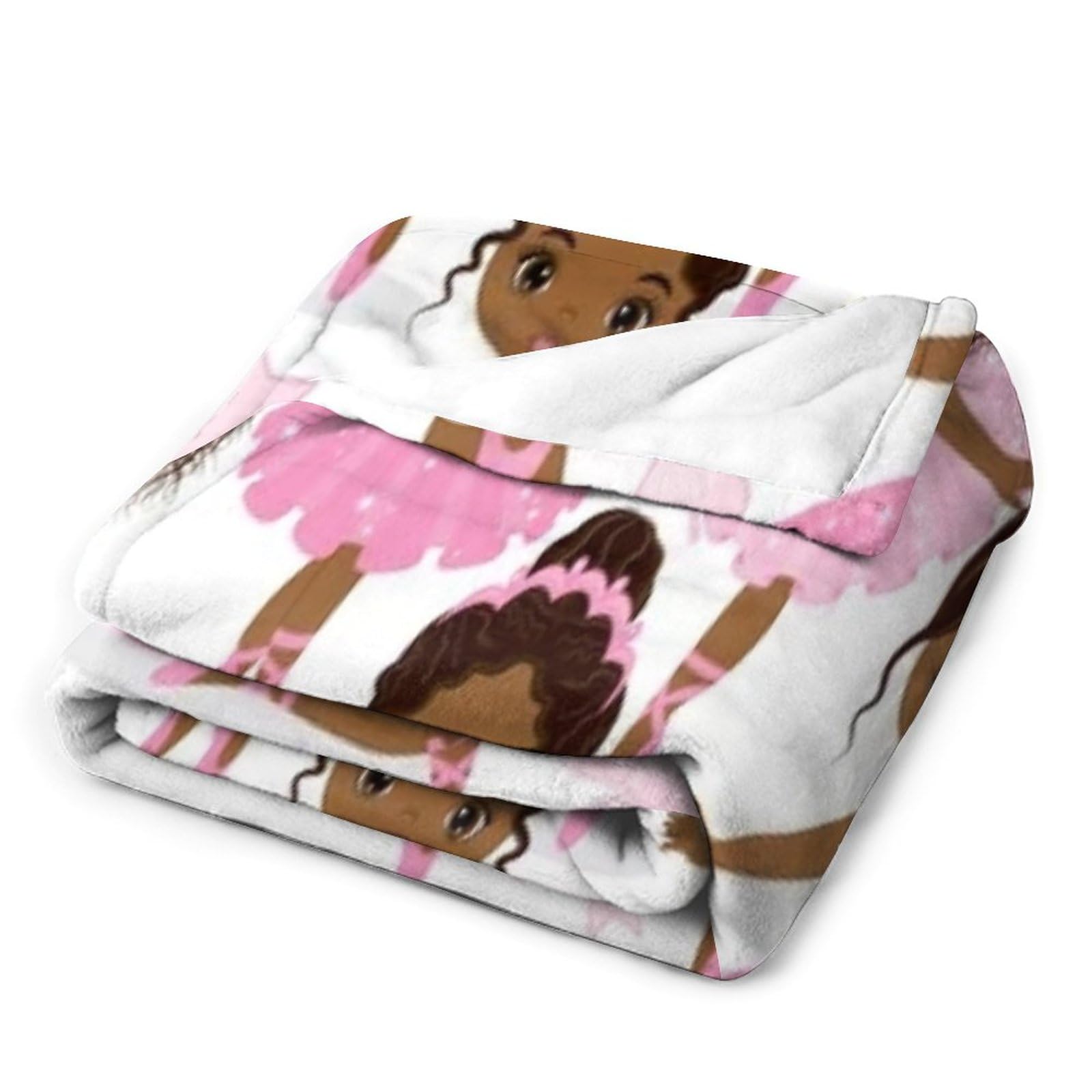 Kids Pink African American Ballerina Flannel Blankets, Cute Little African American Ballerinas Ballet Princess Dancer Throw Bed Blanket for Sofa Chair Bed Soft Blanket for Girls 30"x40"