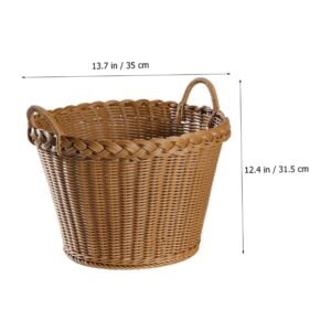 BESTOYARD Imitation Rattan Laundry Basket Laundry Basket with Handle Rattan Garbage Bin Wicker Planter Basket Rattan Woven Basket Rattan Planter Plastic Rattan Dirty Laundry Basket To Weave