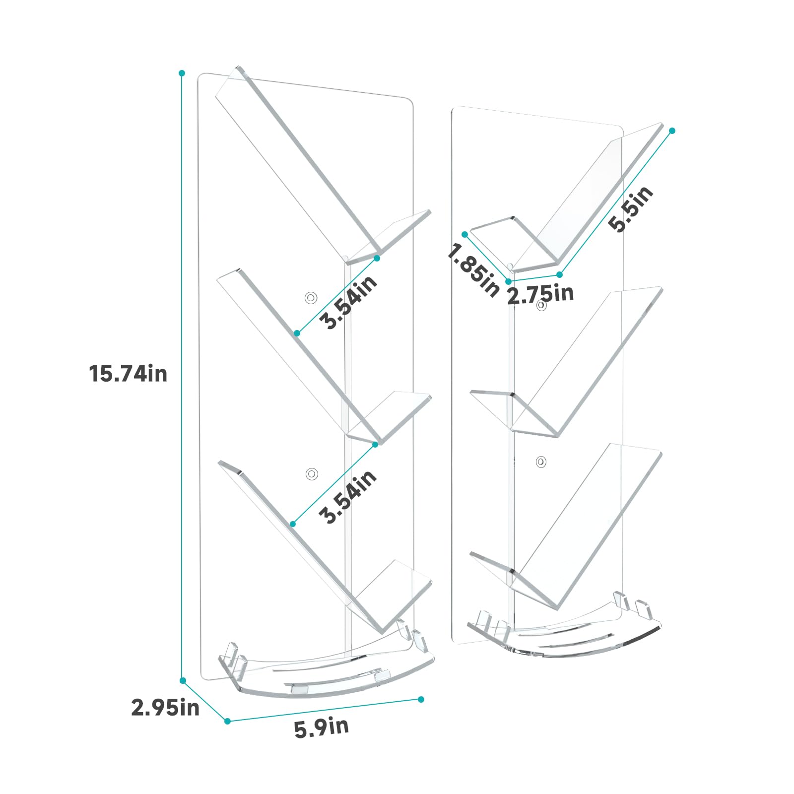 Fippkargo Shower Caddy 2 Pack, Acrylic Shower Shelves for Bathroom Organizer,Shower Wall Organizer with Water Guide,No Drilling Shampoo Holder Rack Wall Mounted,Shower Shelf for Inside Shower