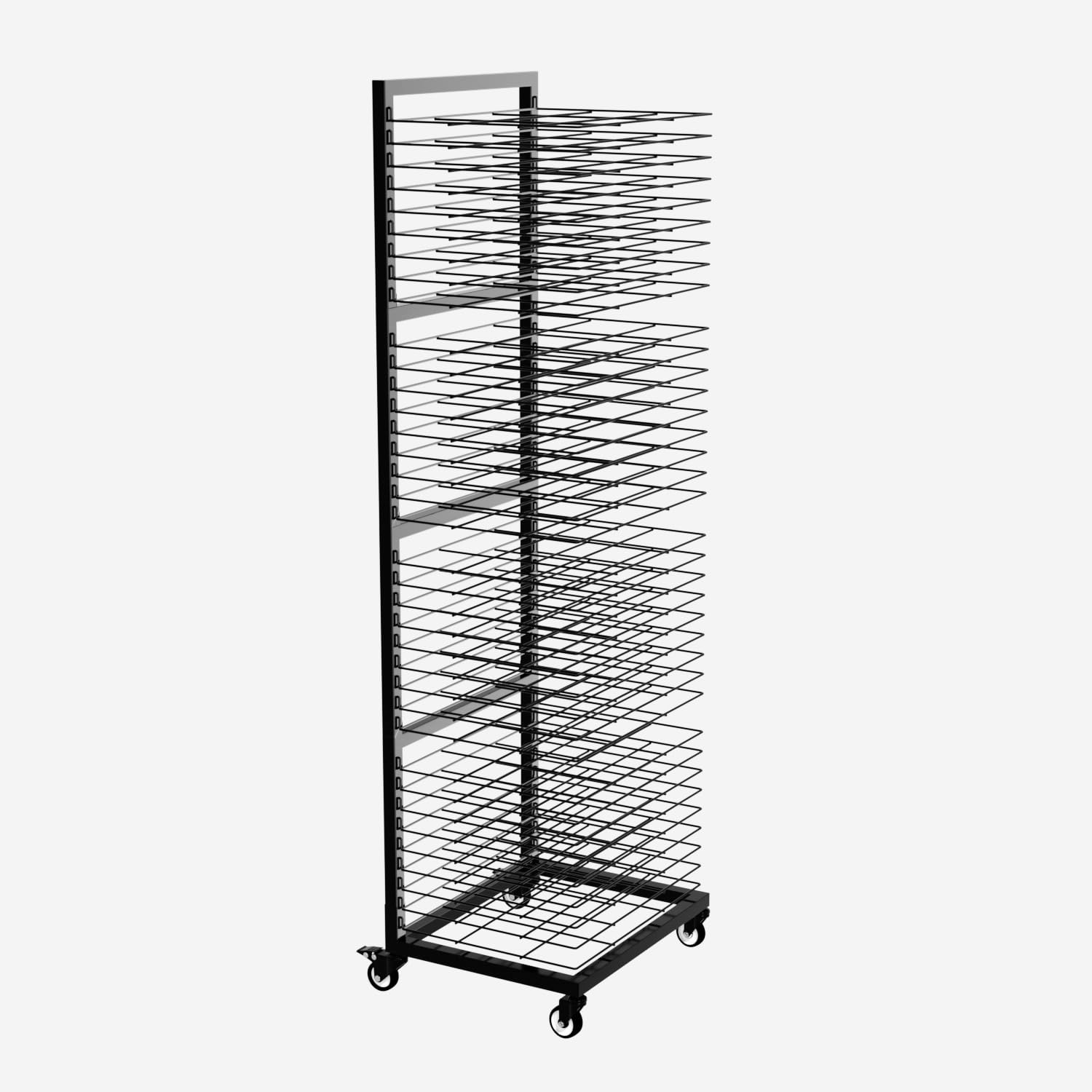 GARVIN Art Drying Rack for Classrooms,Art Studio, Art Clubs - Painting Drying Rack with 36 Removable Shelves - Stack Rack for Painting, Drawings - 4 Wheels 13 3/4" D x 17 1/2" W x 55 1/2" H, Black