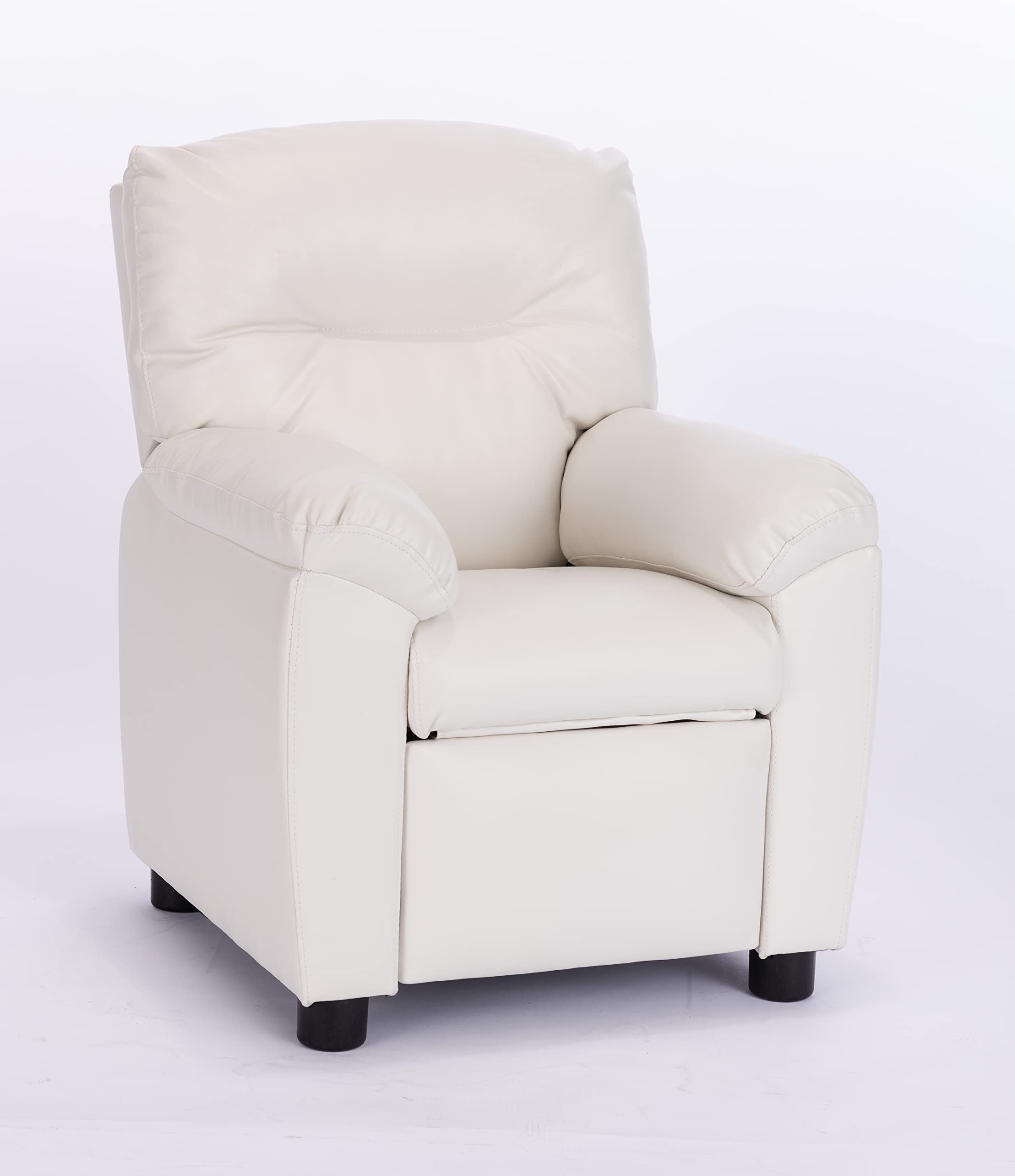 Q-Max Modern Sofa Chair with Pillow Top Armrest and Footrest, White Finish Children Recliner