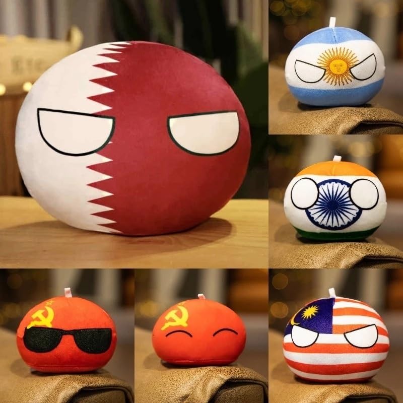 GANGKJDS Polandball Countryballs Plush Doll Ukraine Spain Hungary Portugal Romania Greece Austria Mexico Poland Ball (Spain B,3.8 inch)