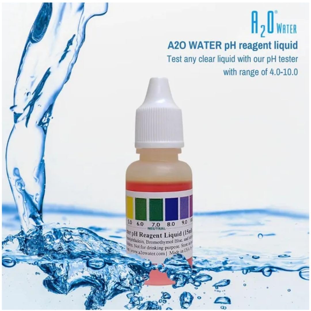 Water pH Level Test kit, Alkaline, Tap, and Drinking Water (WHT/100-125 Tests) 0.50 Fl Oz, More Accurate Than Test Strips, Made in USA, by A2O Water