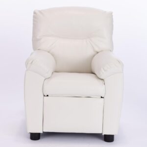 Q-Max Modern Sofa Chair with Pillow Top Armrest and Footrest, White Finish Children Recliner