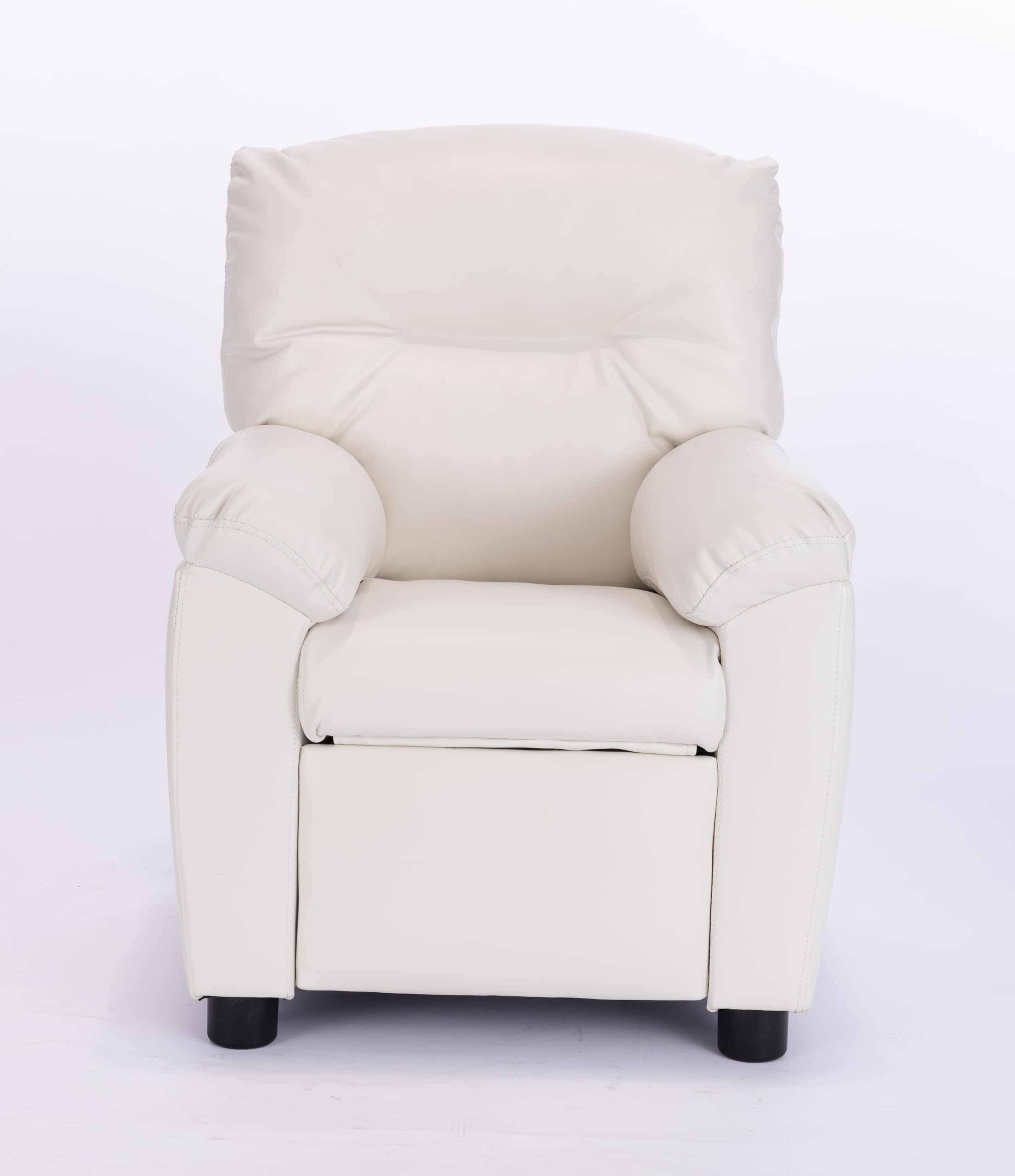 Q-Max Modern Sofa Chair with Pillow Top Armrest and Footrest, White Finish Children Recliner