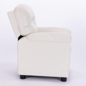 Q-Max Modern Sofa Chair with Pillow Top Armrest and Footrest, White Finish Children Recliner