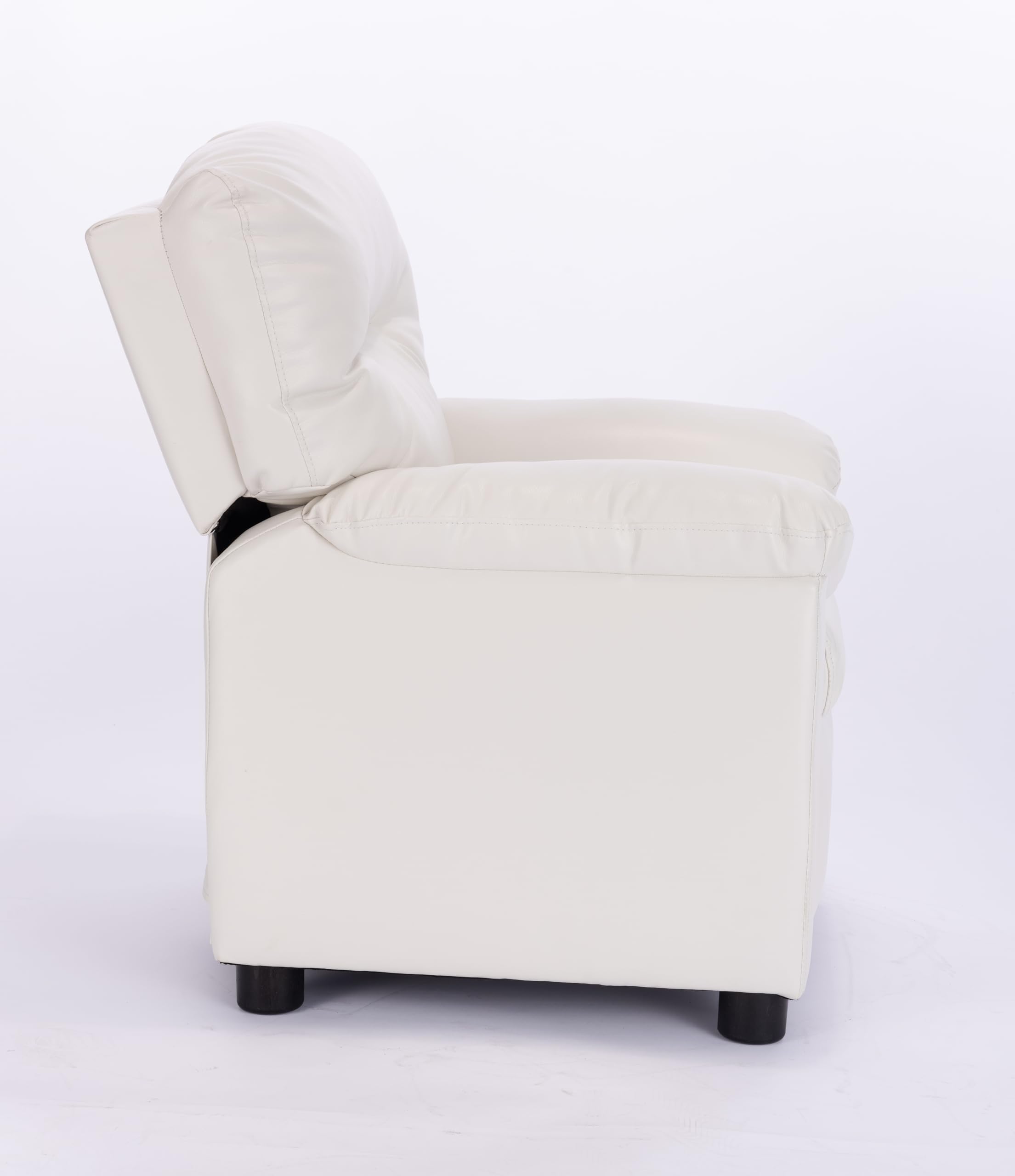 Q-Max Modern Sofa Chair with Pillow Top Armrest and Footrest, White Finish Children Recliner