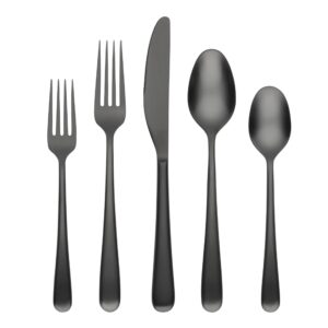 cambridge 514520ckw12ds rafael black flatware, 20-piece set