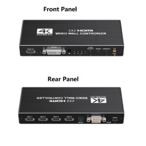 2024 Multi-Screen Splicing Display Matrix 4K 2x2 Video Wall Controller HDMI/DVI Input Video Wall Processor with Remote Control for 4 TV Splicing