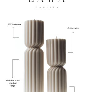 LAWA Spiral Spire Candle - Large Beautiful Handmade Pillar Scented Soy Wax Candle Elegant Bubble Aesthetic Candle Housewarming Gift Home Room Shelf Decor Idea White (Set of 2, White)…