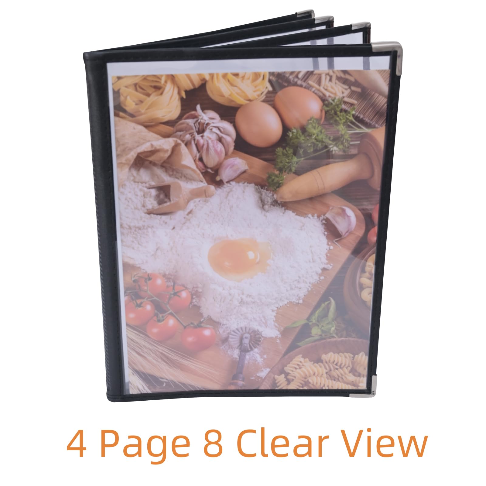 4PCS Menu Covers, Menu Covers 8.5 X 11 Inch, Menu Holder 4 Page 8 View, Restaurant Menu Covers Fits A4 Size Paper, Morning Menu Homeschool, Menu Book(Black)