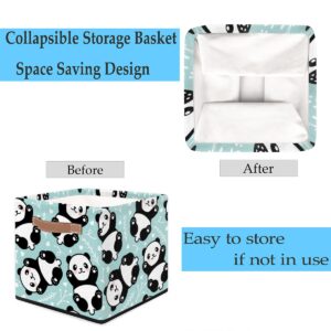 13x13x13 Storage Cube Bins Cute Panda Bear Storage Cubes 13 inch Collapsible Storage Bins Cubby Storage Baskets for Organizing Shelf Cabinet Bookcase Boxes