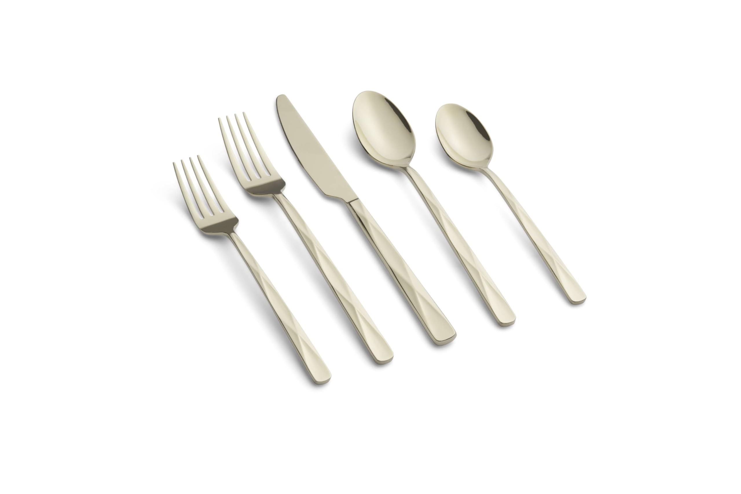 Cambridge Ayden Champagne Mirror Piece Flatware Set, 20 Count, Metallic