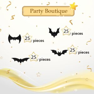 100pcs Bat Confetti, Black Glitter Bat Shape Table Confetti for Halloween, Halloween Themed Birthday Paper Scatters, Halloween Themed Baby Shower Party Table Decoration