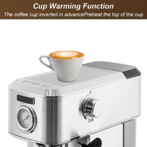 Treliamd Espresso Machine 15 Bar, Professional Espresso Maker Cappuccino Machine with Milk Frother Steamer, Home Expresso Coffee Machine for Cappuccino and Latte, Coffee Lovers, 1350W