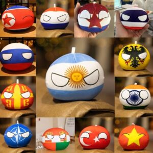 GANGKJDS Polandball Countryballs Plush Doll Ukraine Spain Hungary Portugal Romania Greece Austria Mexico Poland Ball (Spain B,3.8 inch)