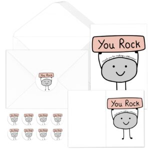 50 sets you rock thank you cards with envelopes teacher appreciation cards with stickers for team employee coworker staff graduation