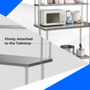 Giantex 48 Inch Stainless Steel Overshelf with Adjustable Lower Shelf, 2 Tier Commercial Double Overshelf for Kitchen Prep Table Restaurant