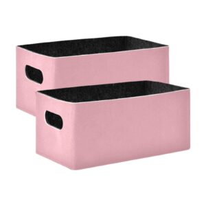 linqin light pink collapsible storage bins baskets, 2 pack foldable felt fabric organizer decorative cube box for nursery home shelves closet