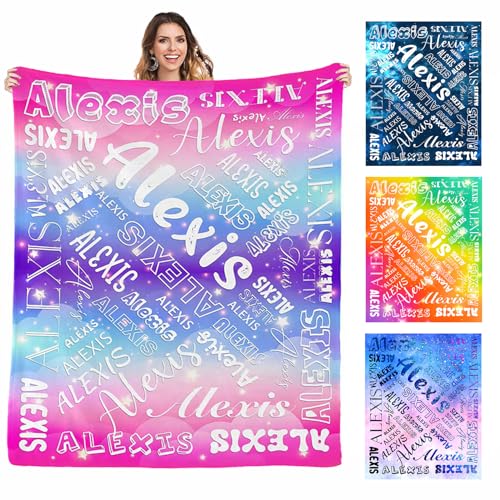 Enjoyyjl Custom Monogram Blanket with for Girl Daughter, Personalized Blanket with Initial Name for Girls Teens Women Friends Besties BFF Customized Christmas Birthday Gift Items for Bedroom