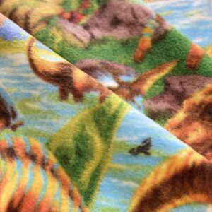 Dinosaurs T Rex Anti-Pill Premium No-Sew Throw Fleece Fabric Kit (50x60)