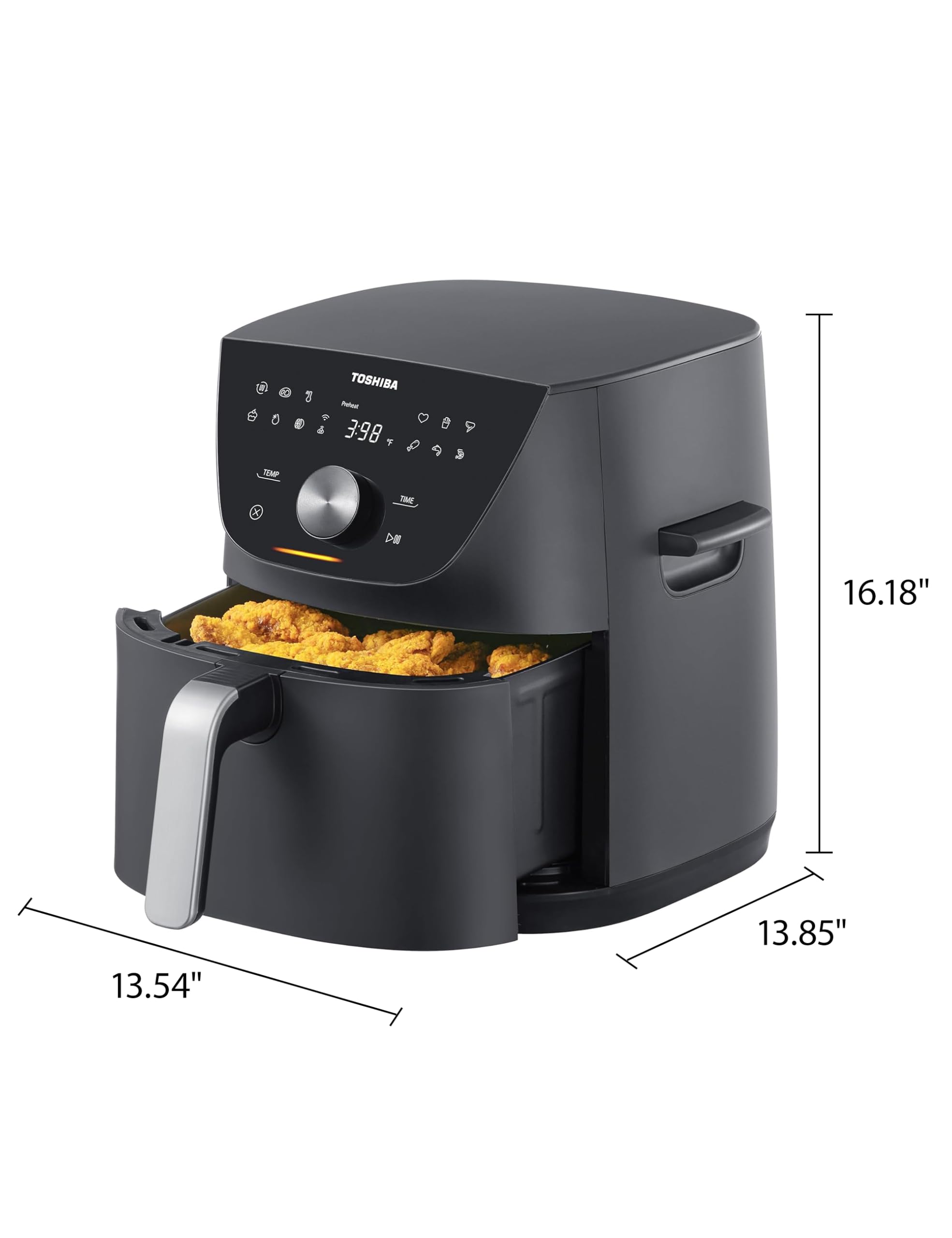 Toshiba 7.7QT Air Fryer, Family-Size for Quick and Easy Meals, 12 Preset Menus and Menu-IQ Function, 1°F Precision, 90% less fat, Double-sided Handles Easy Carrying