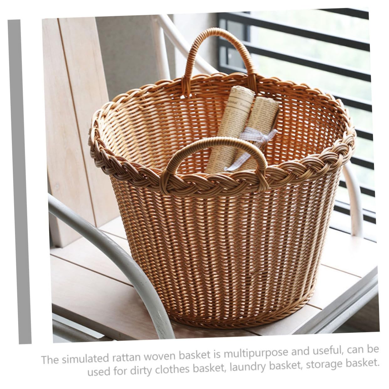 BESTOYARD Imitation Rattan Laundry Basket Laundry Basket with Handle Rattan Garbage Bin Wicker Planter Basket Rattan Woven Basket Rattan Planter Plastic Rattan Dirty Laundry Basket To Weave