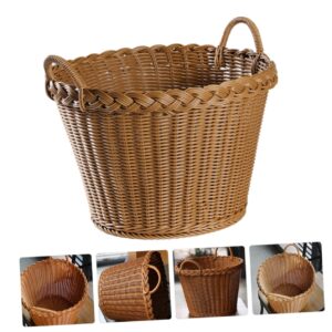 BESTOYARD Imitation Rattan Laundry Basket Laundry Basket with Handle Rattan Garbage Bin Wicker Planter Basket Rattan Woven Basket Rattan Planter Plastic Rattan Dirty Laundry Basket To Weave