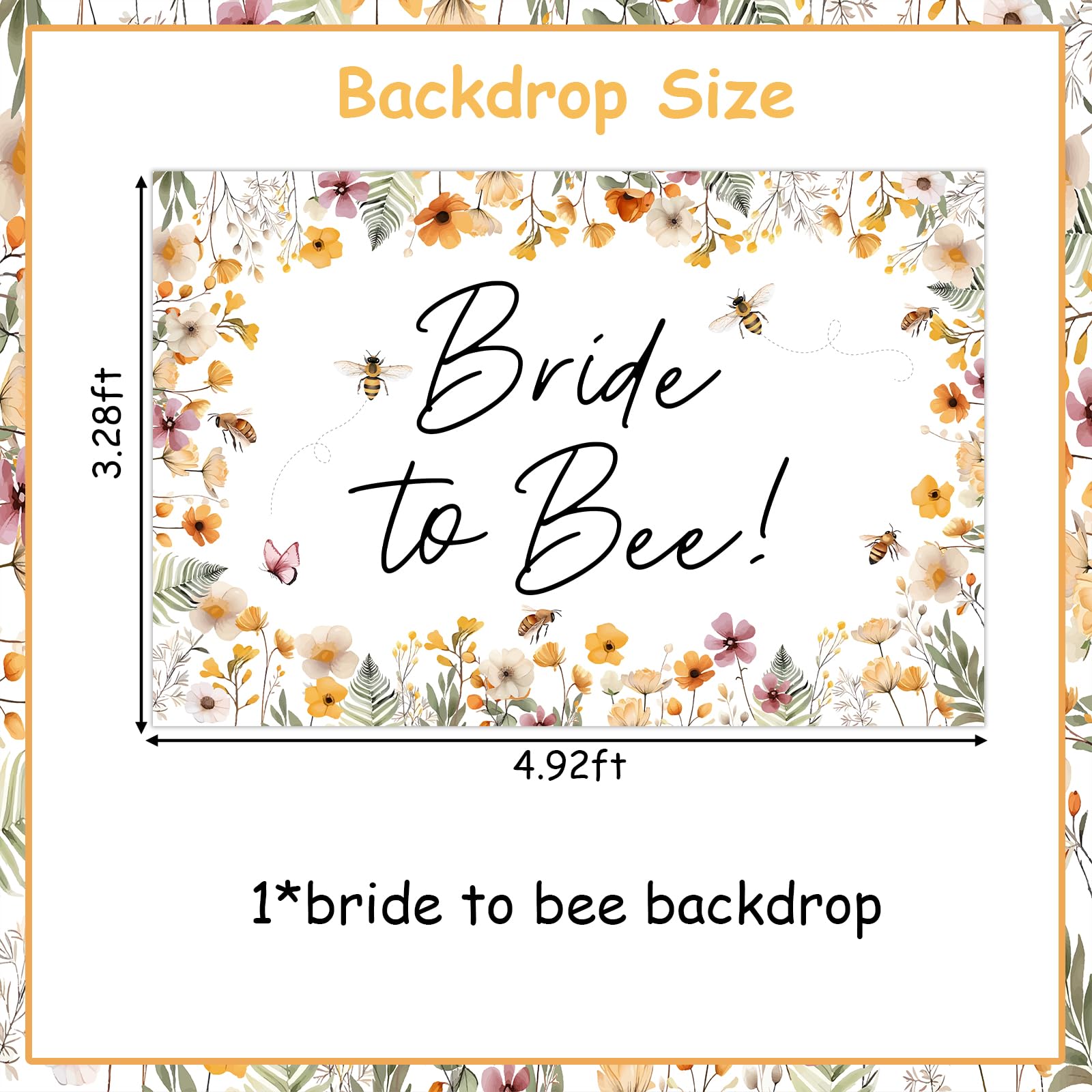 Bride to Be Backdrop Banner Bride to Bee Bridal Shower Decor Honey Bee Bachelorette Decorations Flowers and Bee Backdrop for Photoshoot Bee Floral Bachelorette Engagement Wedding Supplies