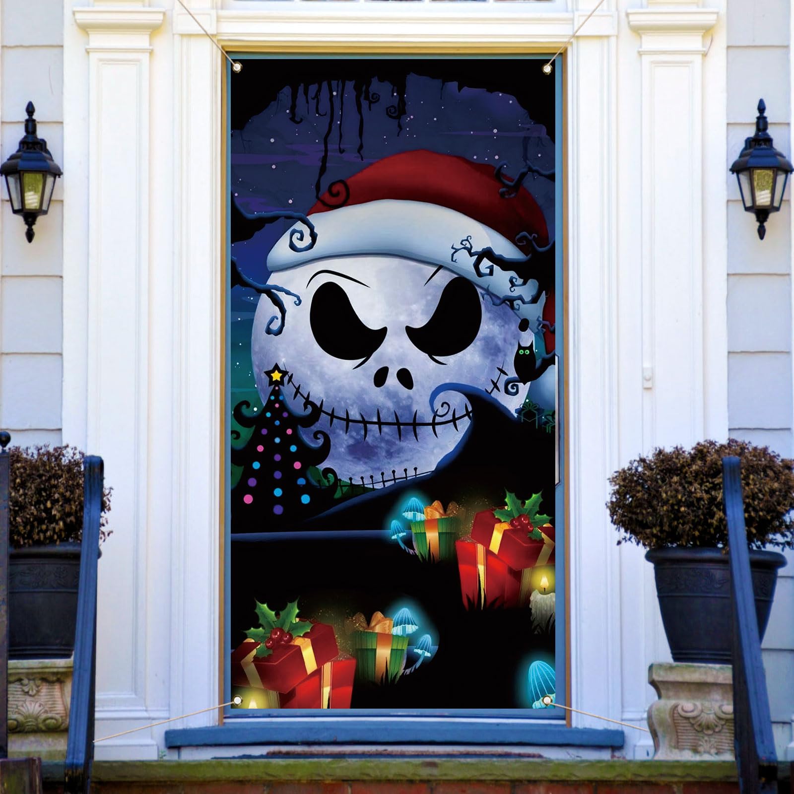 The Nightmare Before Christmas Door Cover Xmas Winter Holiday Party Front Door Banner Photography Home Porch Decoration