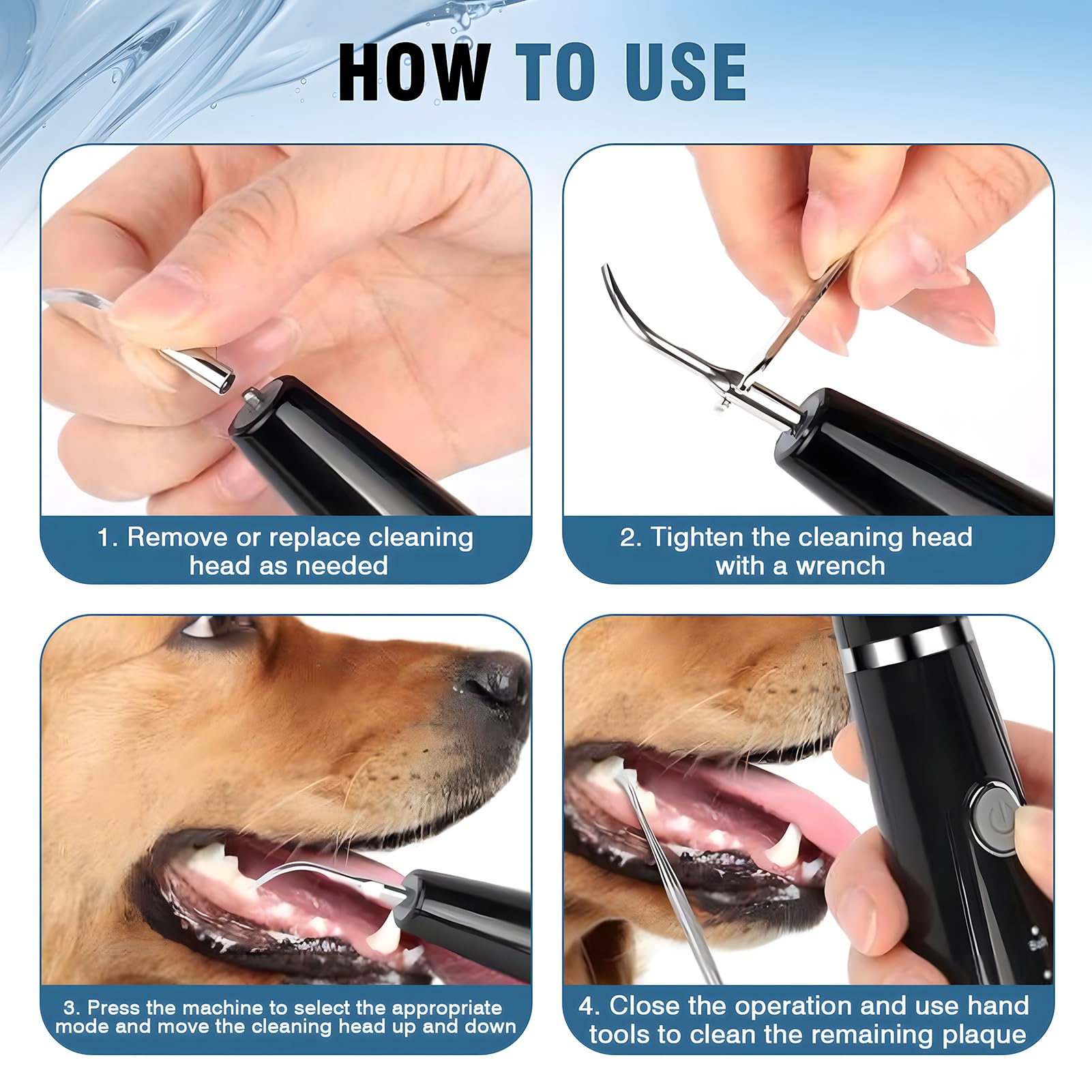 Dog Plaque Remover for Teeth,5 Modes Pet Ultrasonic Tooth Cleaner, Dog Tooth Tartar Remover, Teeth Cleaning Kit for Dental Care, Teeth Cleaner with LED Light, Finger Toothbrush for Dogs and Cats