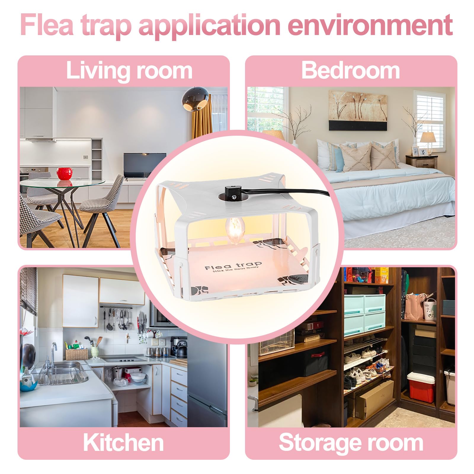 Flea Traps for Inside Your Home 2 Packs, Flea Trap with Light for Indoor Bed Bug, Flea Killer Pest Control Sticky Natural Trapper, Non Toxic & Harmless, Friendly to Pets & Kids