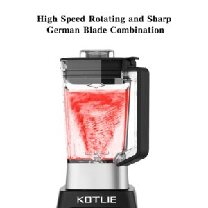 KOTLIE Blender 68 Oz Shakes & Smoothies Countertop Blender, 1200W 28000RPM High Speed Food Processors, Smoothie Blender with 8 Smart Functions for Baby Food, Crushing Ice or Frozen Drinks(Black)