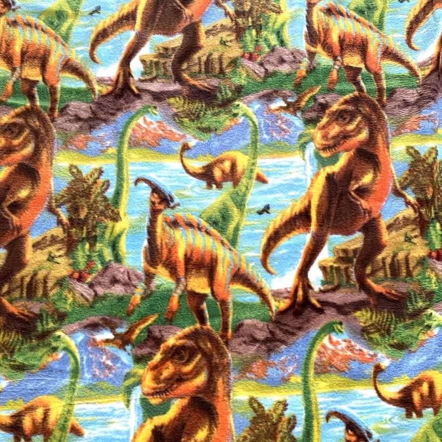 Dinosaurs T Rex Anti-Pill Premium No-Sew Throw Fleece Fabric Kit (50x60)