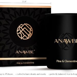 ANAWBE Pine & Clementine Scented Candle, Scented Candles for Men, Soy Candles, Invigorating Pine Candle for Home, Masculine Black Candles, 45-Hour Long-Burning, A Premium Aromatherapy Candle