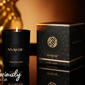 ANAWBE Pine & Clementine Scented Candle, Scented Candles for Men, Soy Candles, Invigorating Pine Candle for Home, Masculine Black Candles, 45-Hour Long-Burning, A Premium Aromatherapy Candle