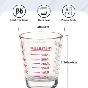 SAIAOKJ Shot Glasses Measuring Cup Set 2PACK Espresso Shot Glasses Liquid Heavy Glass 26-Incremental Measurement 1 OZ, 2 TBS, 6 TSP, 30 ML Kitchen Tools (Red)