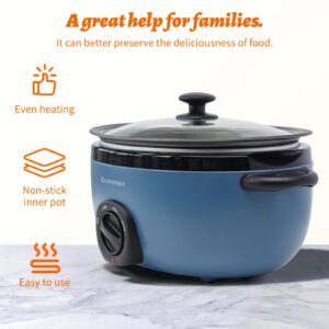 3.5 Quart Slow Cooker Blue Uniform Heating,Non Stick Pot,Aluminum, Makes Your Food More Delicious.Suitable as a Gift for Wives,Parents,and Friends