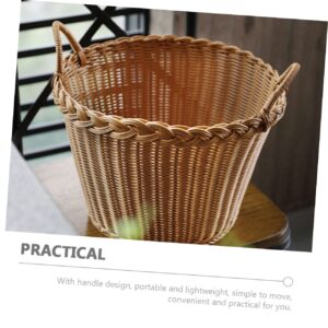 BESTOYARD Imitation Rattan Laundry Basket Laundry Basket with Handle Rattan Garbage Bin Wicker Planter Basket Rattan Woven Basket Rattan Planter Plastic Rattan Dirty Laundry Basket To Weave