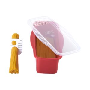 goodcook microwave pasta cooker with strainer lid and cooking guide, microwave noodles cooker, cooks up to 4 servings of pasta