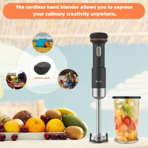 Commercial Immersion Blender, 5 in 1 Cordless Hand Blender Heavy Duty Motor, 4000-13000RPM lmmersion Blender Variable Speed Hand Blender With Mixing Beaker, Chopper, Whisk and Milk Frother