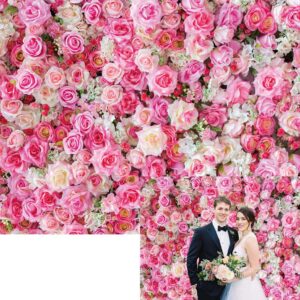 Pink Floral Backdrop Flower Wall Photography Background Valentine's Day Decorations for Bridal Shower Wedding Baby Shower Birthday Cake Table Supplies Banner (7X5FT(82x59inch))