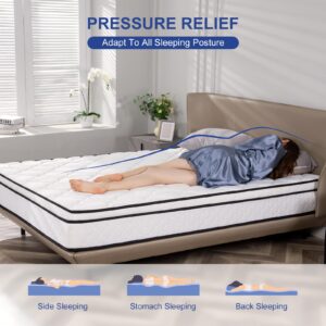 REGOSS Full Mattress, 10 inch Hybrid Full Mattress in A Box, Bonnell Coil Full Size Mattress Medium Soft Feel with High Density Foam for Pressure Relief