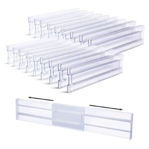 voittozege 18 pack clear drawer dividers,adjustable 3.5" high expandable from 11-20" acrylic dresser drawers dividers, clear plastic drawers separators for bedroom, bathroom, closet,clothing, office