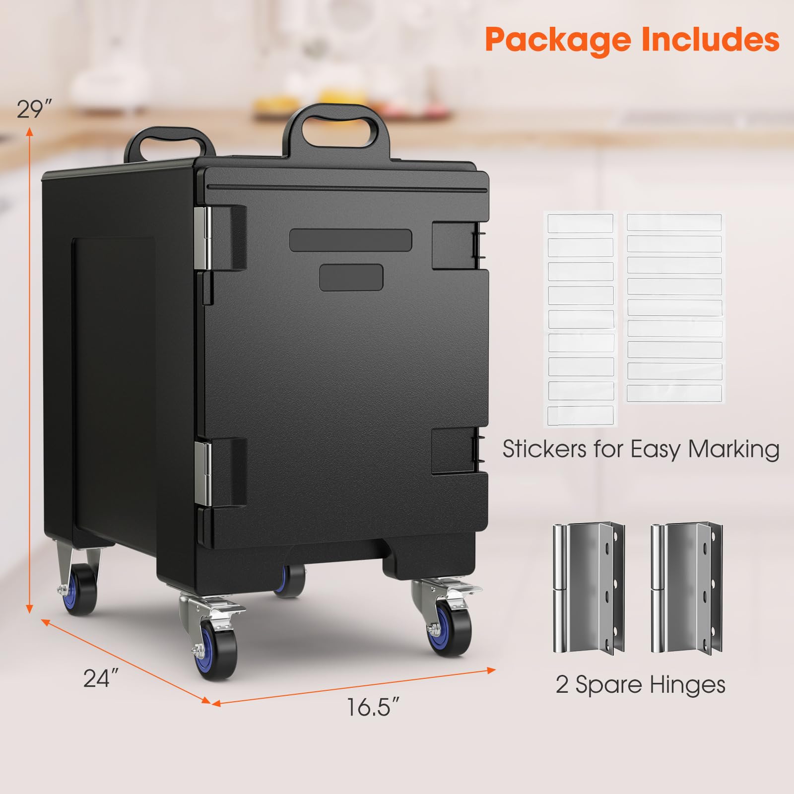 Goplus Hot Box for Catering, 5 Full-Size Pans Insulated Food Pan Carrier with 81 Quart Capacity, Wheels, Handle,Food-Grade LLDPE Material, Portable Food Warmer Box for Restaurant Canteen Hotel