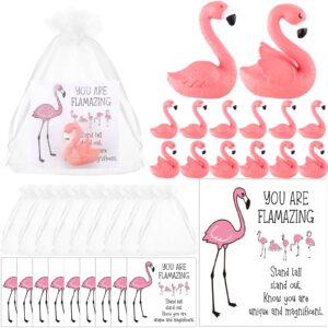 poen 300 pcs employee appreciation gifts flamingo party favors inspirational gift include 100 mini flamingos figurine 100 motivation cards 100 organza bags for coworker staff christmas thanksgiving